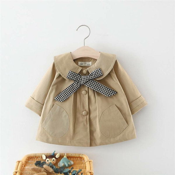 Manteau d’hiver avec nœud à carreau pour bébé – Image 4