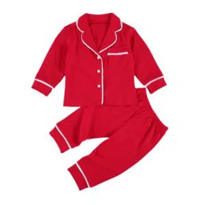 Pyjama unisexe en coton pour bébé rouge avec un fond blanc