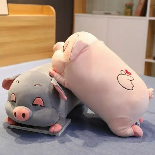 Oreiller cochon en peluche avec couette – Image 2
