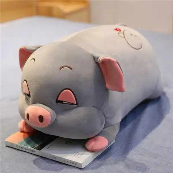 Oreiller cochon en peluche avec couette – Image 4