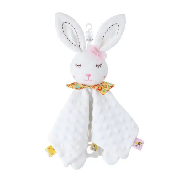 Animal mignon en peluche pour bébé blanc avec des détails coloré avec un fond blanc