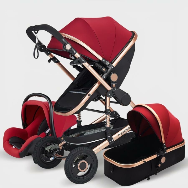 Poussette trio 3 en 1 pour bébé pliable – Image 5