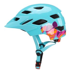 Casque de vélo avec des imprimés pour enfants bleu avec un fond blanc