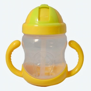 Biberon de 240 ml avec tétine en silicone pour bébé jaune avec un fond gris