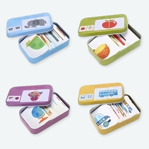 Cartes de puzzle cognitif pour bébé à plusieurs coloris différents.