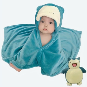 Serviette de bain bleu pokémon ronflex pour bébé