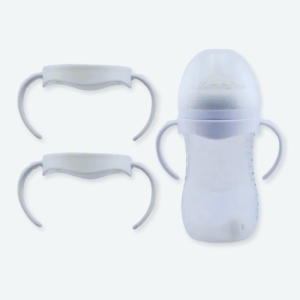 Biberon avec double poignées en plastique avec un fond bleu clair