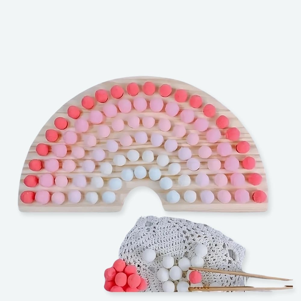 Jouet éducatif en forme d'arc en ciel pour bébés avec plusieurs coloris.
