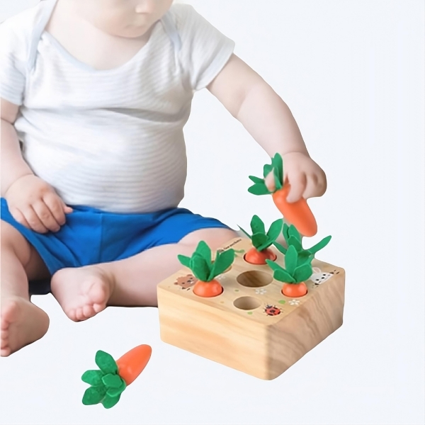 Jouet en bois motif carotte à tirer pour bébé – Image 5