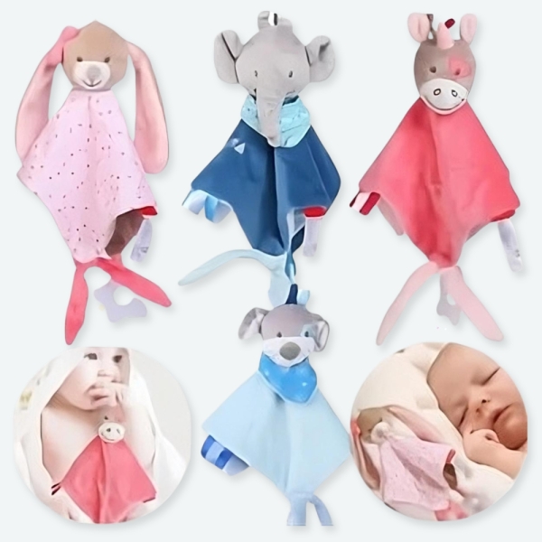 Doudou adorable en forme d’animal pour bébé.