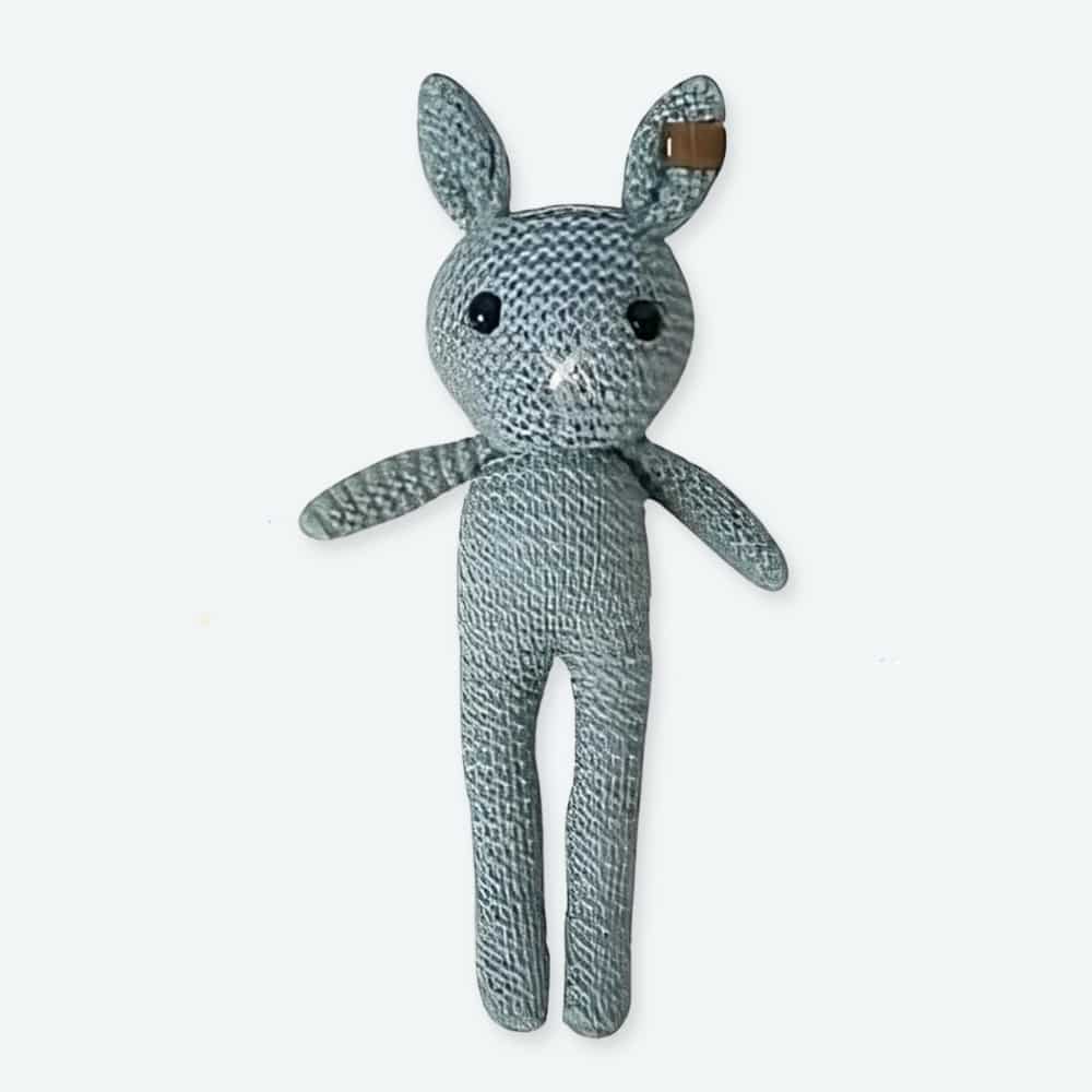 Doudou pour bébé en mousseline bleu.
