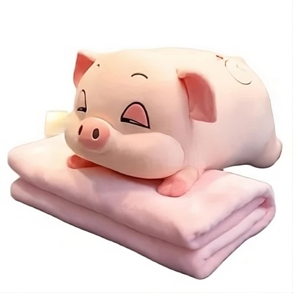 Oreiller cochon en peluche avec couette – Image 5