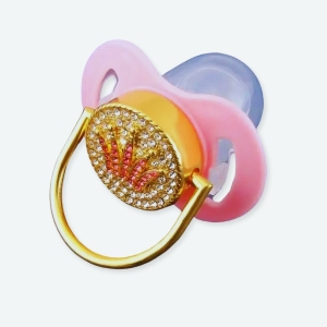 Sucette à motif de couronne pour bébé rose avec des brillants