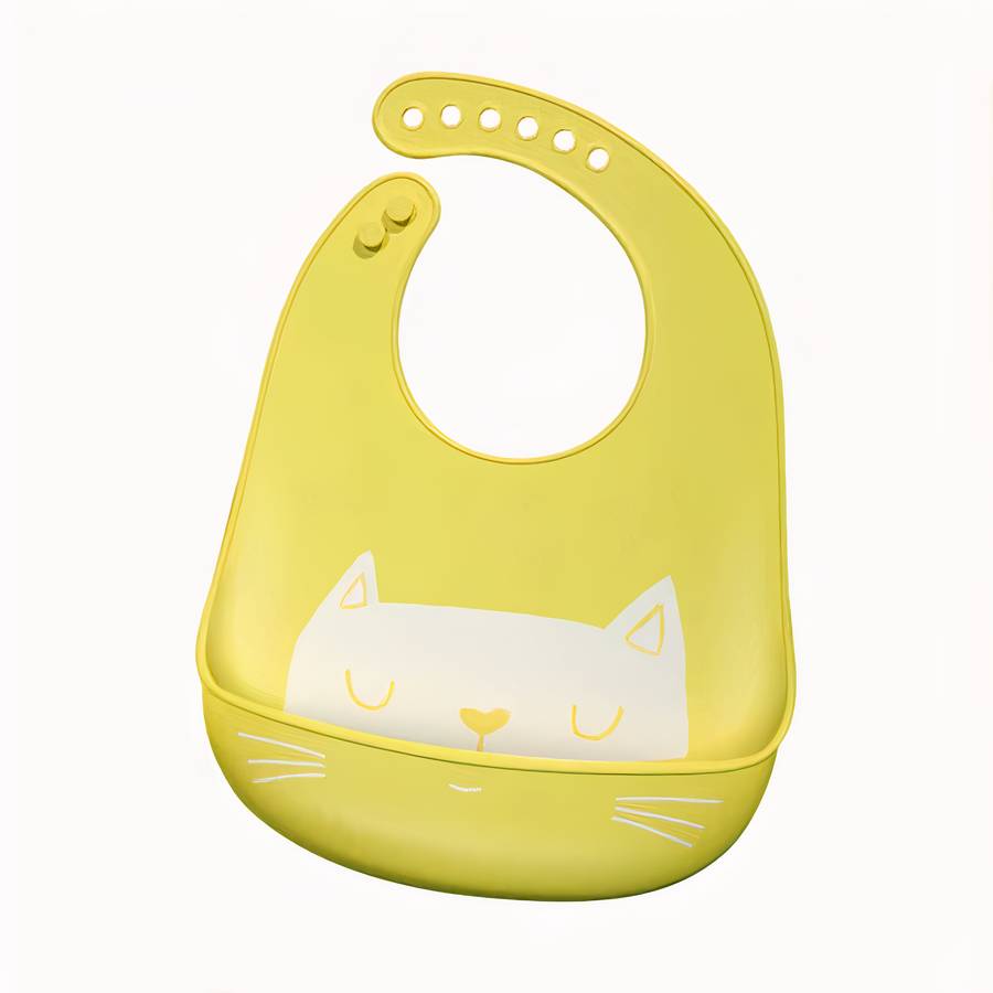Bavoir en silicone imperméable à motif de chat pour bébé – Image 7