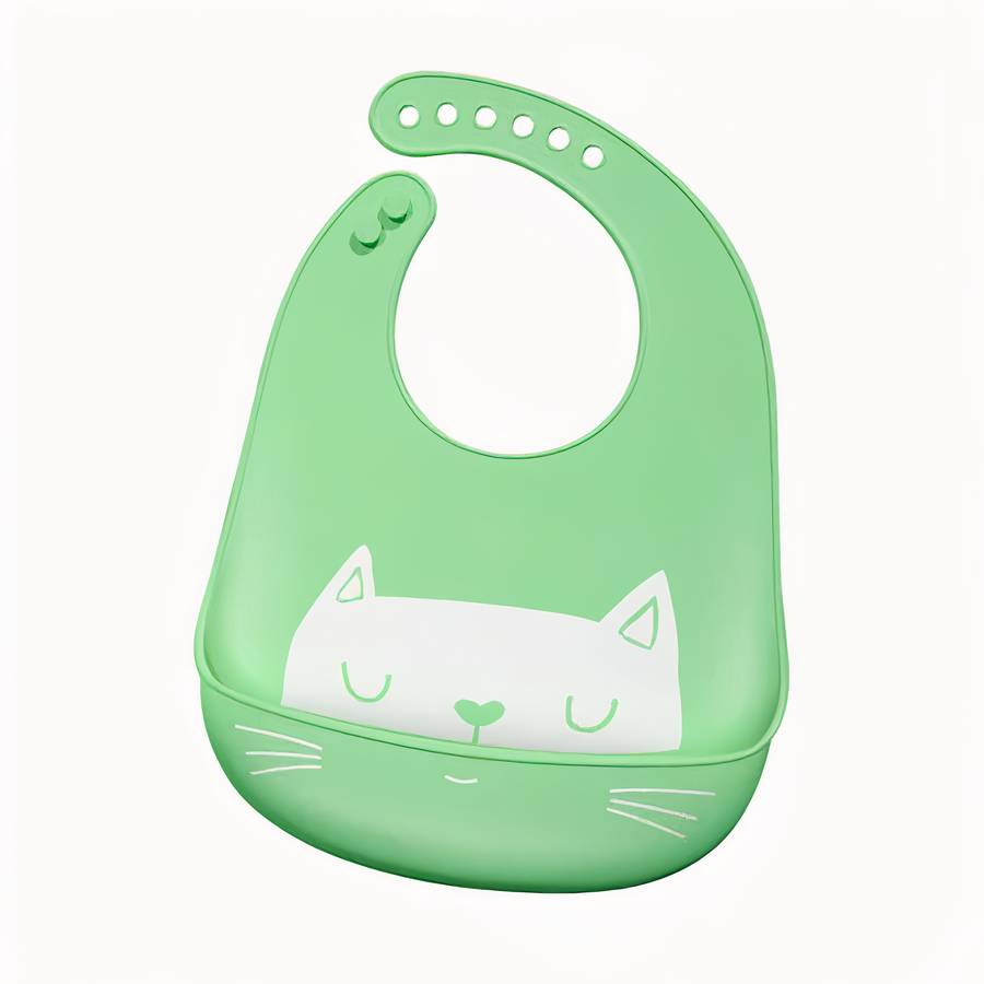 Bavoir en silicone imperméable à motif de chat pour bébé – Image 6