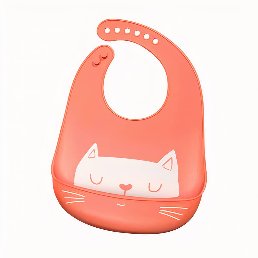 Bavoir en silicone imperméable à motif de chat pour bébé – Image 5