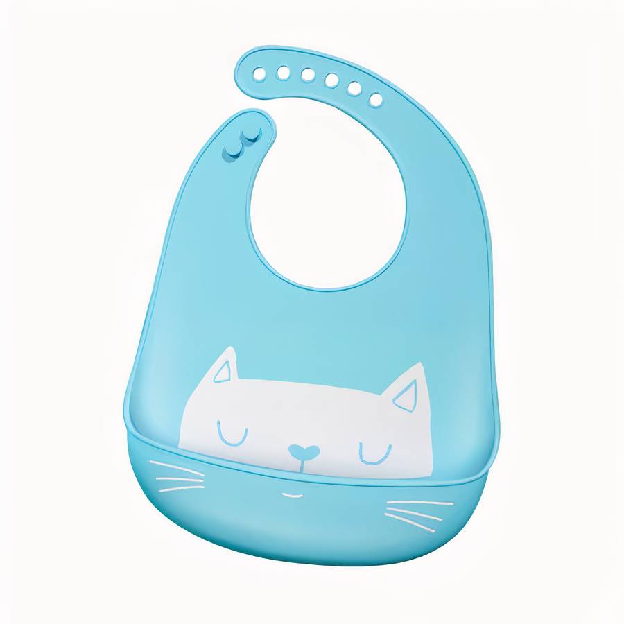 Bavoir en silicone imperméable à motif de chat pour bébé – Image 4