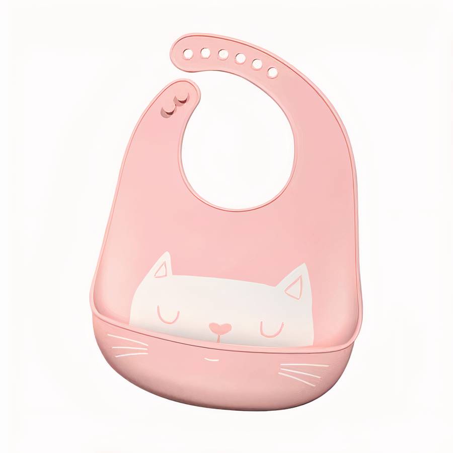 Bavoir en silicone imperméable à motif de chat pour bébé – Image 2