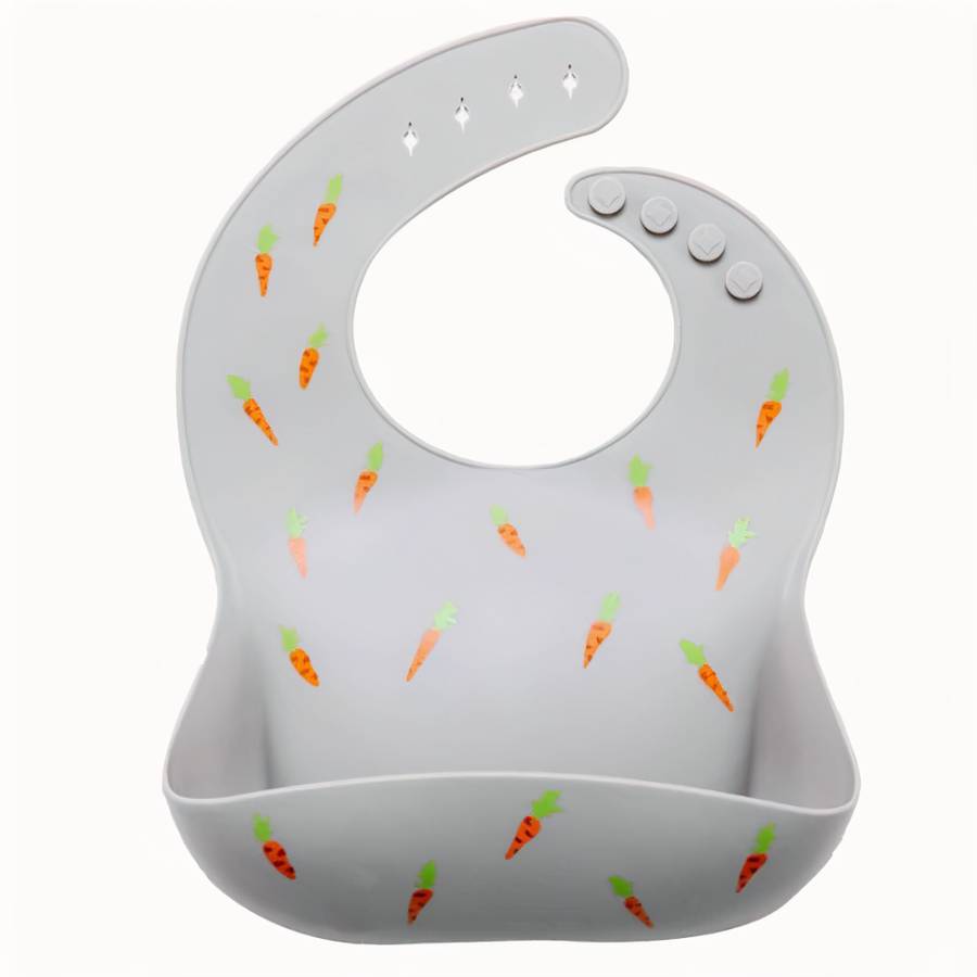 Bavoir en silicone imperméable avec imprimé de carottes pour bébé – Image 9