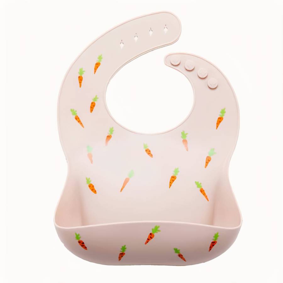 Bavoir en silicone imperméable avec imprimé de carottes pour bébé – Image 8