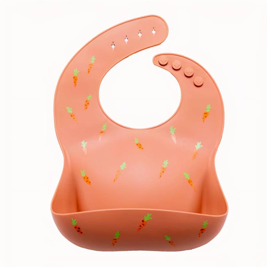 Bavoir en silicone imperméable avec imprimé de carottes pour bébé – Image 7