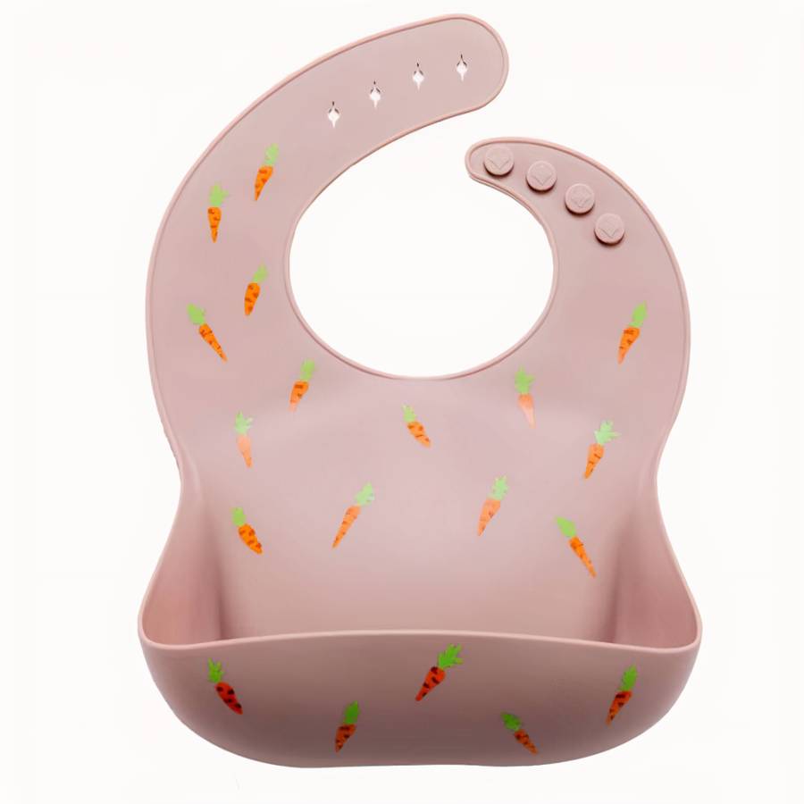 Bavoir en silicone imperméable avec imprimé de carottes pour bébé – Image 6