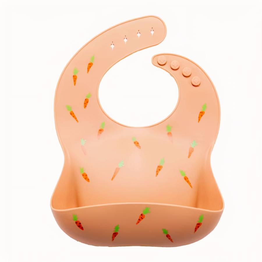 Bavoir en silicone imperméable avec imprimé de carottes pour bébé – Image 5