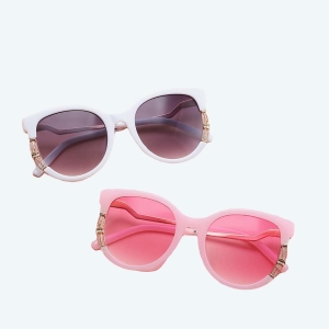 Lunette de soleil ovale pour enfants roses avec un fond rose et des cerises sur le côté