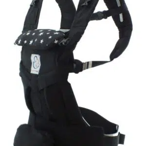 Porte-bébé avec un design ergonomique noir avec un fond blanc