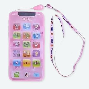 Téléphone jouet portable avec une musique rose avec motif.