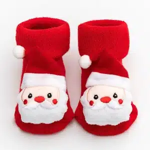 Chaussettes Père Noël en coton pour enfants rouge avec un fond blanc