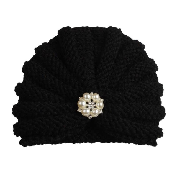 Black with pearls bonnet tricote couleur bonbon pour bebe variants 1
