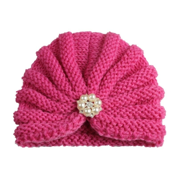 Fuchsia with pearls bonnet tricote couleur bonbon pour bebe variants 3