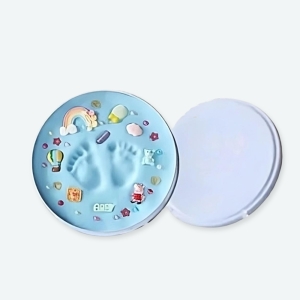 Kit d'empreintes pour bébé bleu surposé.