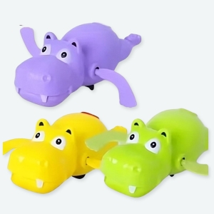 Lot de 3 pièces de jouets de bains hippopotames violet, vert et jaune pour bébé