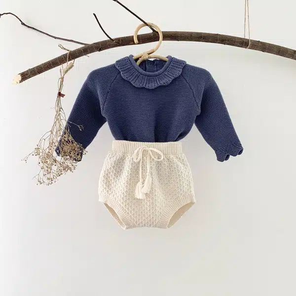 Short tricoté en coton pour bébé – Image 3