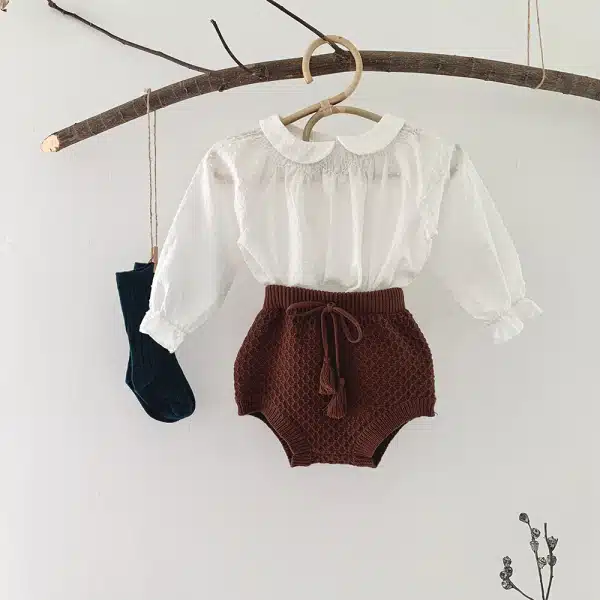 Short tricoté en coton pour bébé – Image 5
