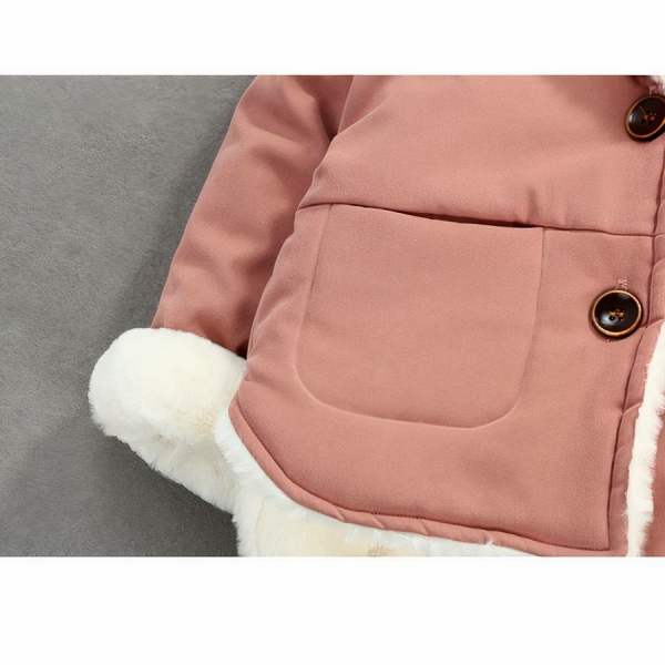 Manteau épais chaud en velours à capuche motif oreille d'ours – Image 4