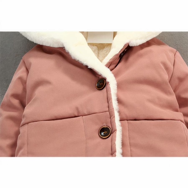 Manteau épais chaud en velours à capuche motif oreille d'ours – Image 3