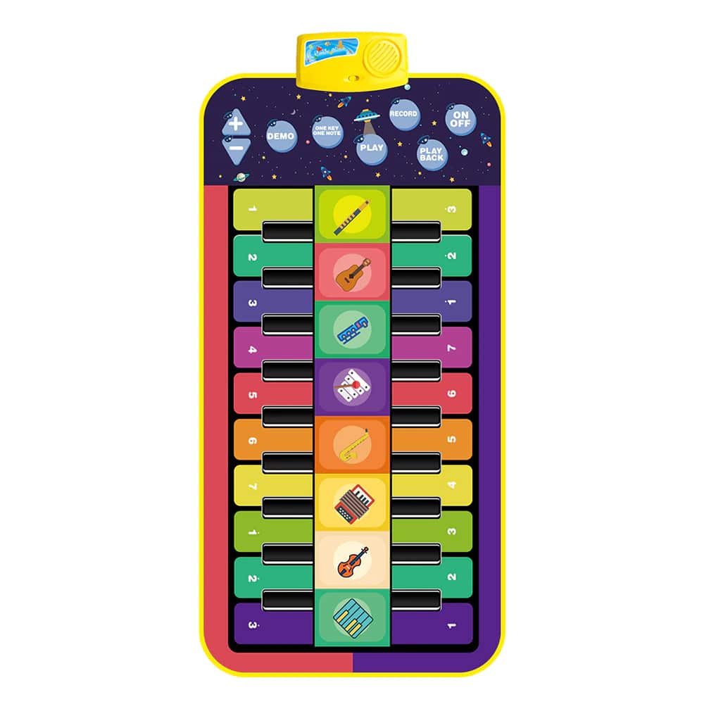Tapis de jeu d'éveil musical piano pour enfant rouge et violet avec touche multicolores