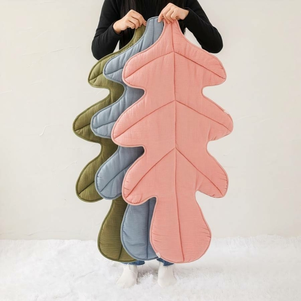 Tapis de jeu en forme de feuille en coton pour bébé – Image 2