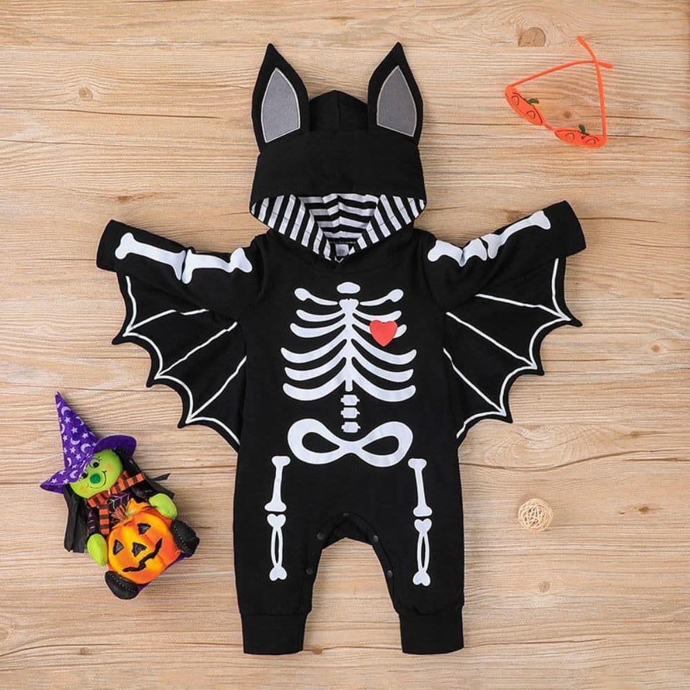 Costume Bébé Chauve-souris Halloween - Pyjama Coton Doux Avec Ailes Et Chapeau, Tailles 0-24 Mois - Trop Mignon !