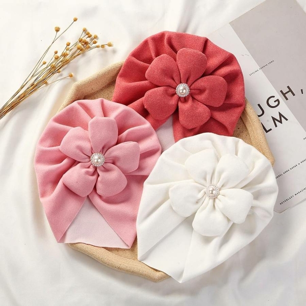 Turban chaud à fleurs pour bébé fille – Image 3