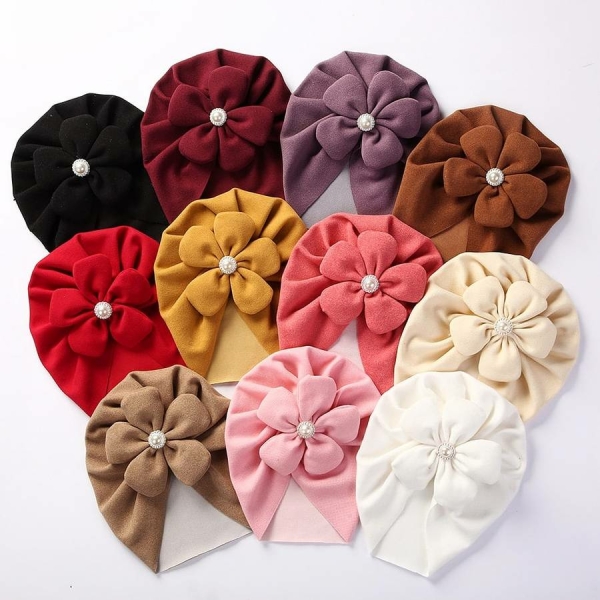 Turban chaud à fleurs pour bébé fille – Image 2