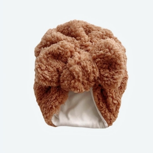 Turban pour bébé d'hiver en tissu épais marron