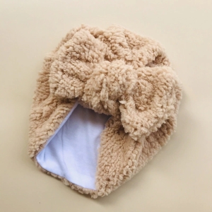 Turban pour bébé d'hiver en tissu épais kaki