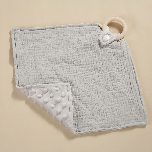 Doudou bébé mignon en coton avec petit anneau en bois pour filles et garçons – Image 3