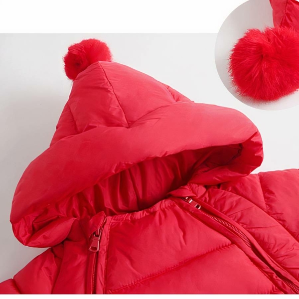 Doudoune bébé barbotteuse rouge avec capuche et chaussons – Image 4