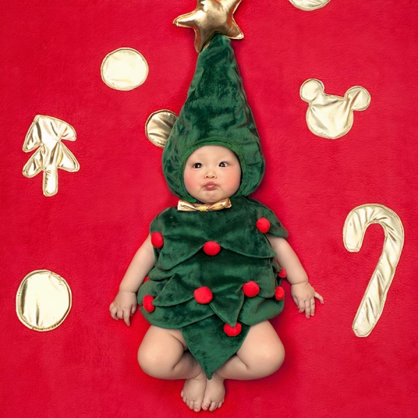 Déguisement bébé de petit sapin de Noël pour bébé avec chapeau – Image 4