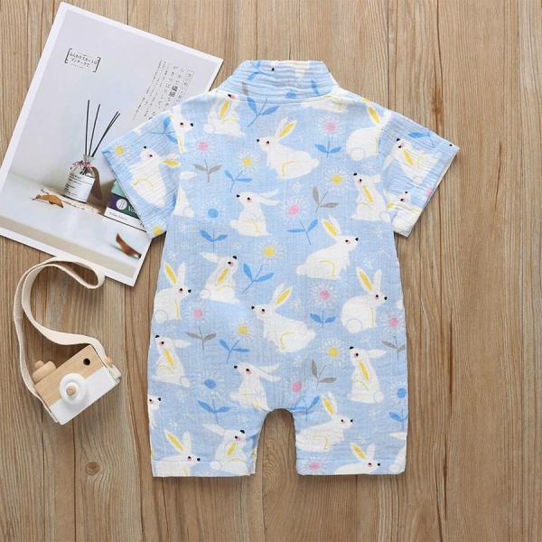 Tenue d'été style kimono à manches courtes motif lapin pour bébé – Image 2